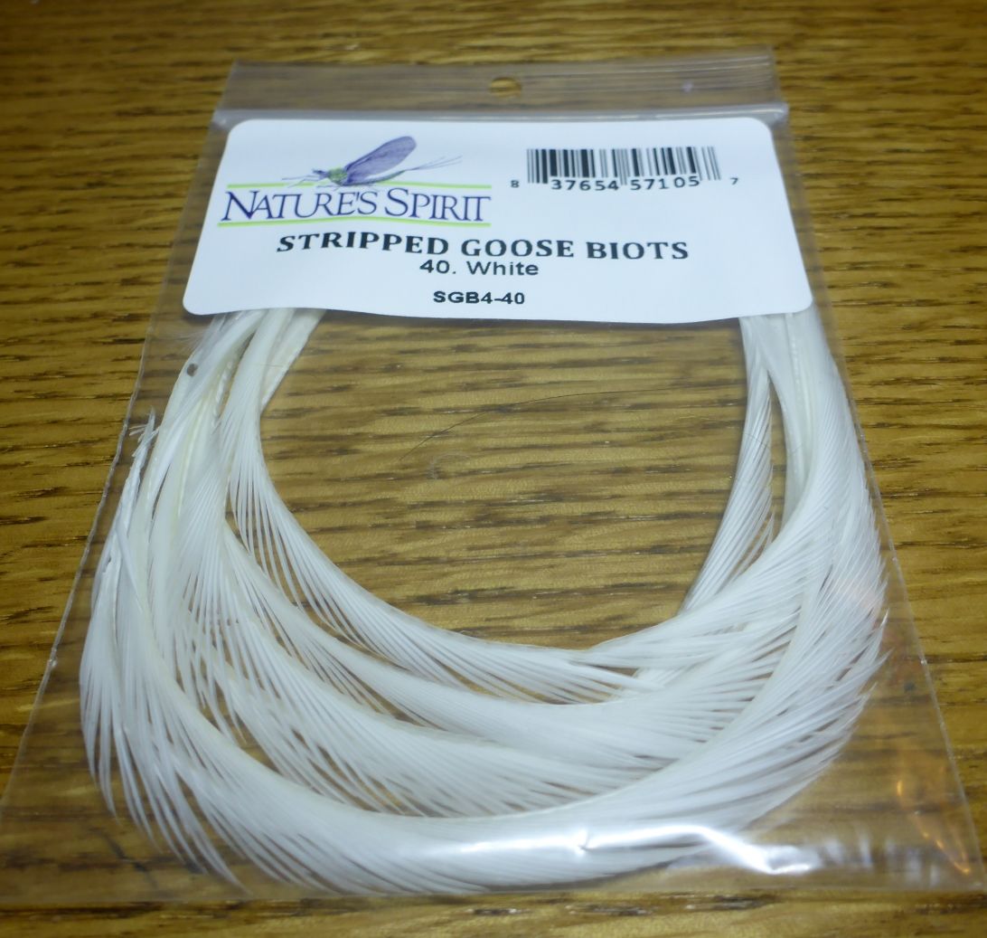 Stripped Goose Biots White - Troutlore Fly Tying Supplies