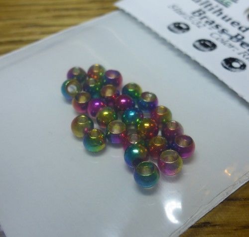 Hareline Multihued Rainbow Brass Beads 3/32 (2.4mm)