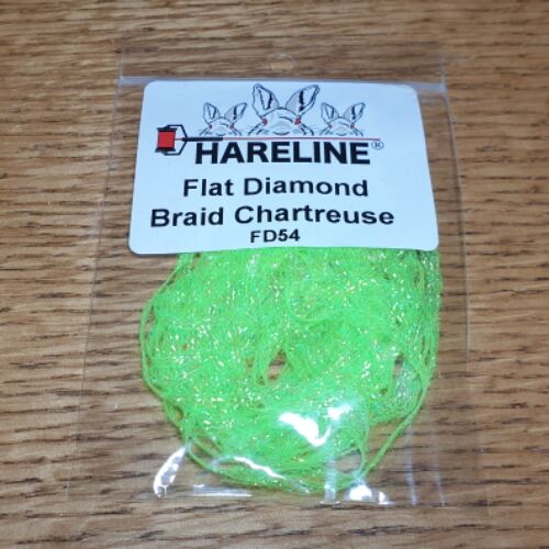 Hareline Flat Diamond Braid , Chartreuse